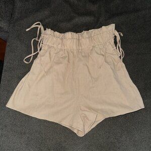 High Waist Cream Shorts with Chic Design